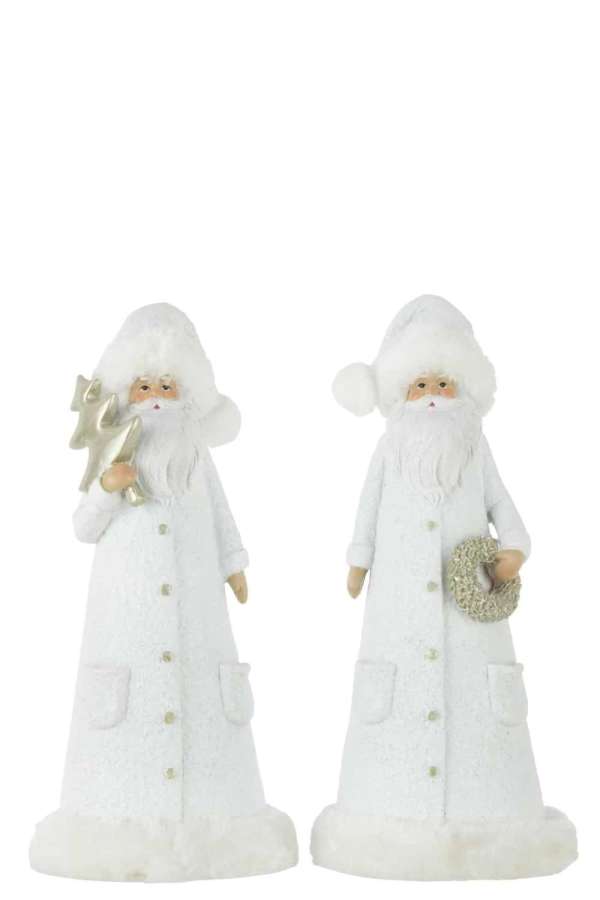 SANTA CLAUS POLY WHITE/GOLD LARGE ASSORTMENT OF 2