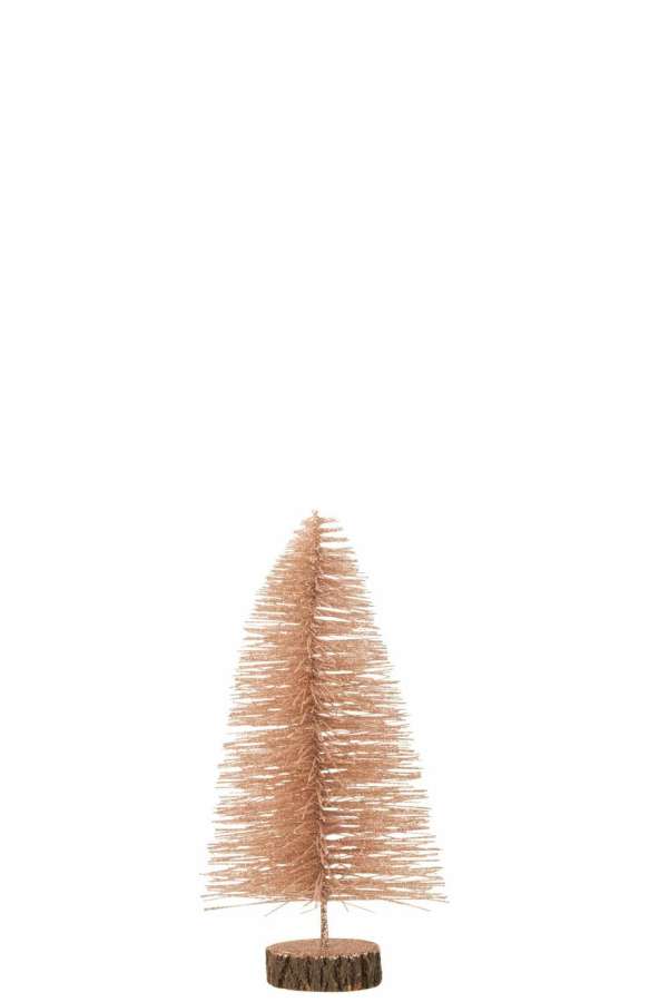 CHRISTMAS TREE DECO PLASTIC GLITTER ANTIQUE PINK SMALL