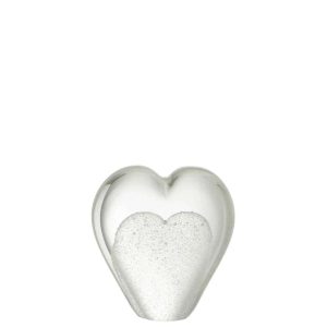 PAPERWEIGHT HEART GLASS WHITE SMALL