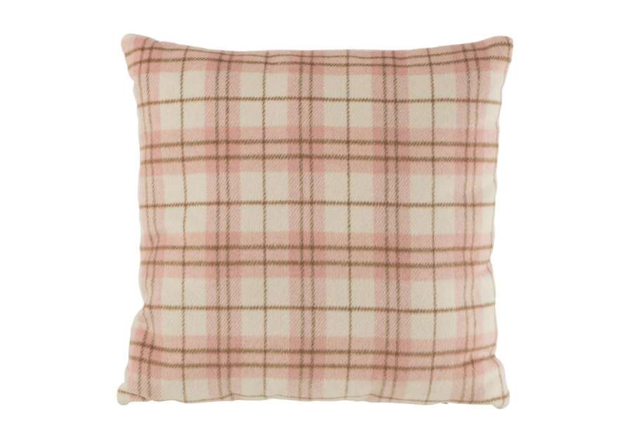 CUSHION CHECKERED TEXTILE WHITE/PINK