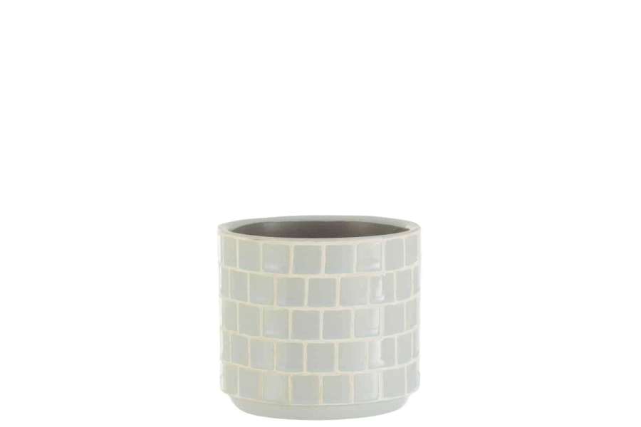 FLOWERPOT SHINY SQUARE CERAMIC BLUE SMALL