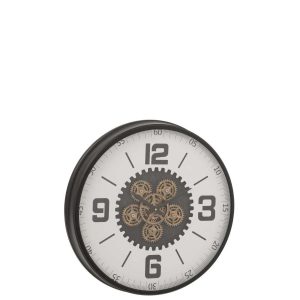 CLOCK HOLLOW GEARS  MDF BLACK/WHITE LARGE