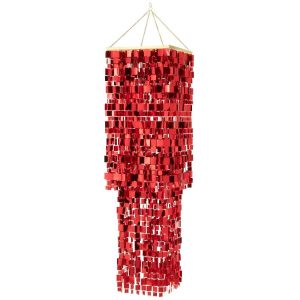LAMP SHADE CHANDELIER SQUARE PVC RED LARGE