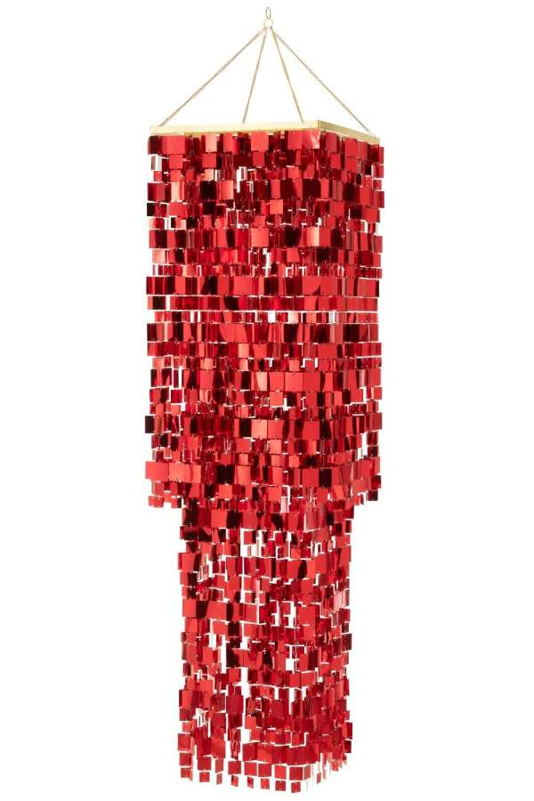 LAMP SHADE CHANDELIER SQUARE PVC RED LARGE