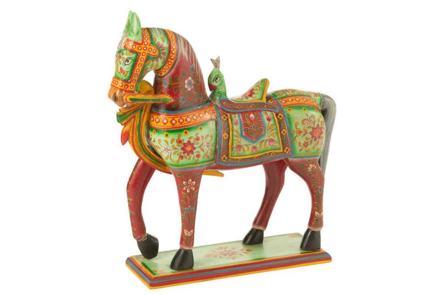HORSE ON BASE MUMBAI MANGO WOOD MIX