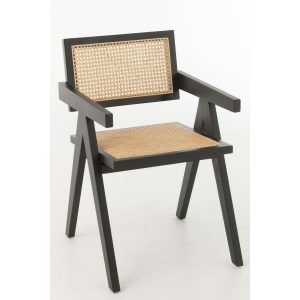 CHAIR GRID ASH WOOD/RATTAN BLACK