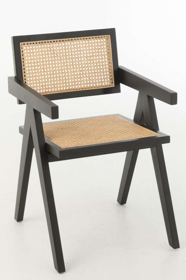 CHAIR GRID ASH WOOD/RATTAN BLACK