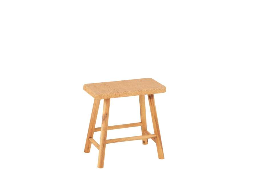 STOOL RECTANGULAR CANE/FIR WOOD NATURAL