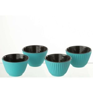 BOX OF 2 TEA CUP METAL BLUE ASSORTMENT 2
