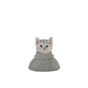 CAT BUST SWEATER POLYRESIN GREY BLUE/WHITE