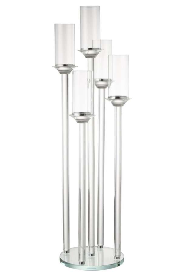 CANDLE HOLDER 5 BIG GLASS TRANSPARENT
