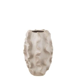 VASE ABSTRACT WAVES CLAY BEIGE SMALL