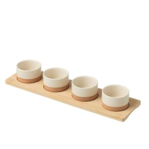 TAPAS SERVICE 4 SETS+BAMBOO TRAY WINDOWBOX WHITE/NATURAL