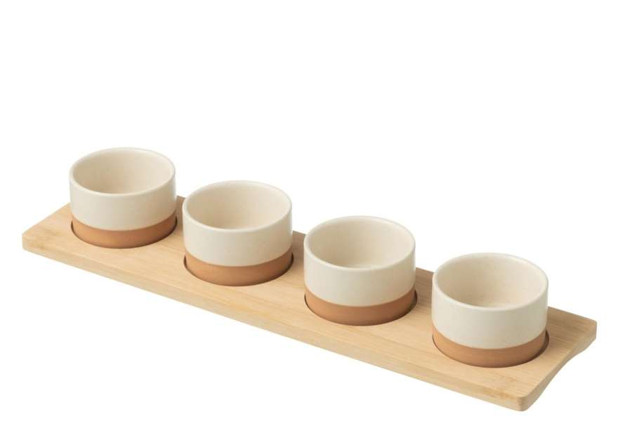 TAPAS SERVICE 4 SETS+BAMBOO TRAY WINDOWBOX WHITE/NATURAL