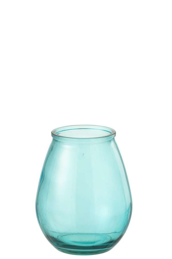 VASE EGG GLASS AQUA SMALL