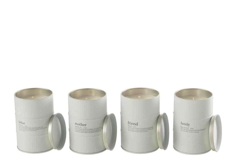 SCENTED CANDLE FAMILY ENGLISH-FRENCH WHITE 55H ASSORTMENT OF 4