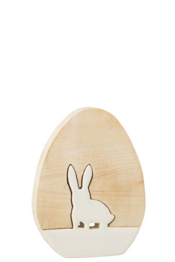 EGG WITH BUNNY WOOD WHITE