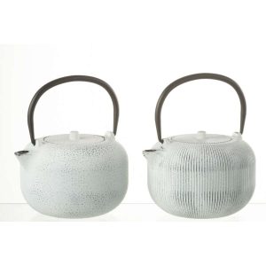 BOX OF 1 TEA POT METAL WHITE ASSORTMENT 2