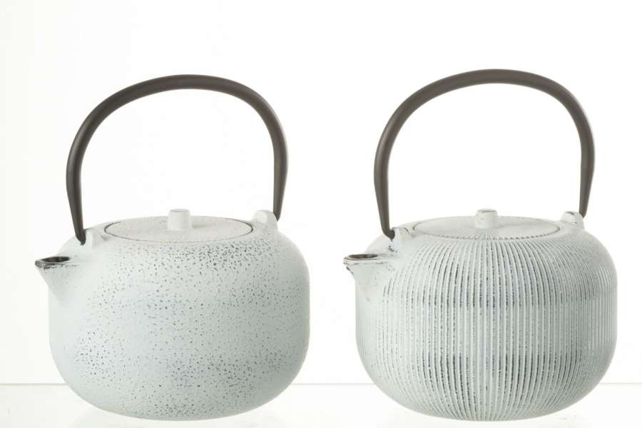 BOX OF 1 TEA POT METAL WHITE ASSORTMENT 2