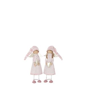 ANGEL HEART+STAR METAL LIGHT PINK/GOLD COLORED MEDIUM ASSORTMENT OF 2