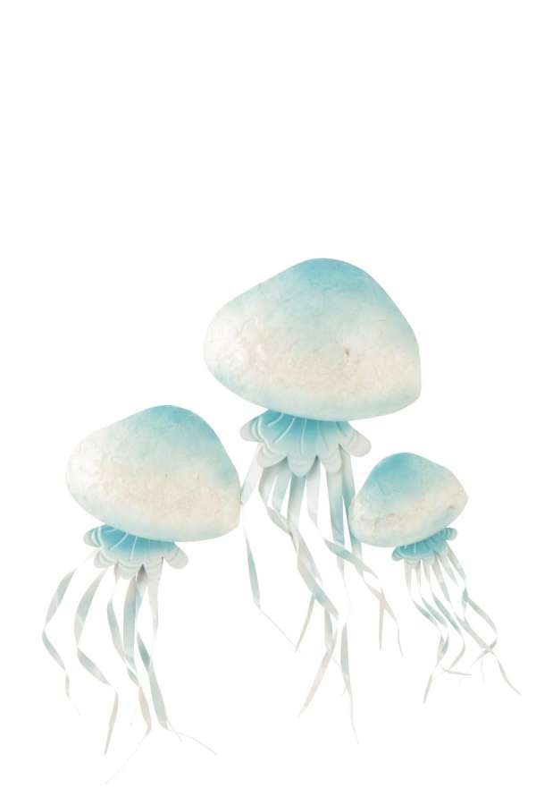 WALL DECORATION JELLYFISH IRON LIGHT BLUE/WHITE
