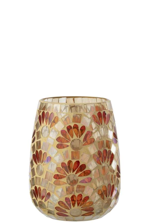 CANDLE HOLDER GLASS OFF-WHITE/WARM YELLOW LARGE