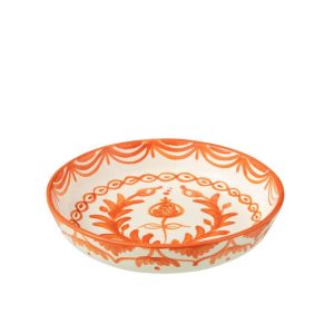 BOWL GRANADA LOW CERAMIC WHITE/ORANGE LARGE