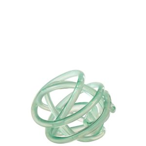 PAPERWEIGHT INFINITY KNOT GLASS TURQUOISE/TRANSPARENT