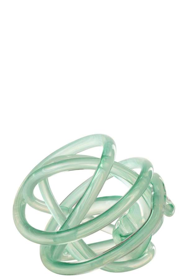 PAPERWEIGHT INFINITY KNOT GLASS TURQUOISE/TRANSPARENT