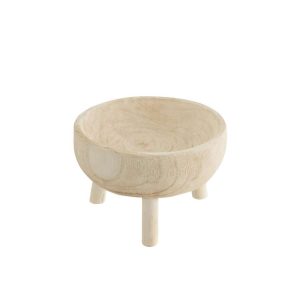 BOWL ON TRIPOD PAULOWNIA WOOD WHITE