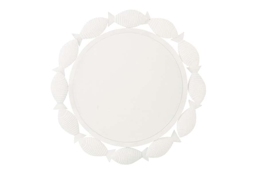 WALL MIRROR FISH IRON WHITE