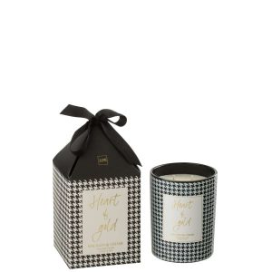 SCENTED CANDLE HEART OF GOLD WAX WHITE/BLACK LARGE