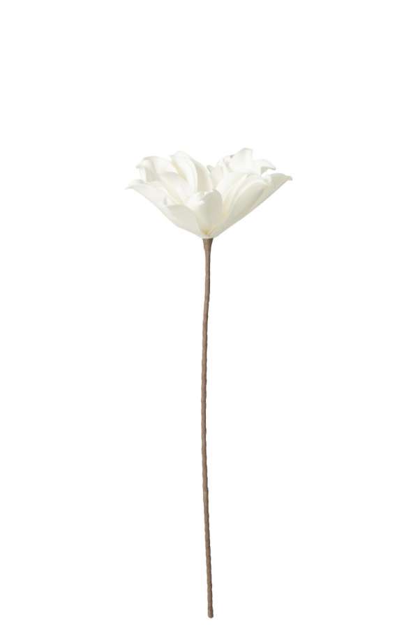 FLOWER BRANCH SHORT LEAVES 1 HEAD EVA WHITE