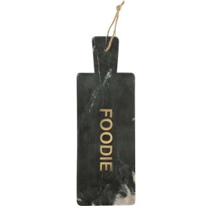 CHEESE BOARD RECTANGLE MARBLE BLACK/GOLD COLORED LARGE