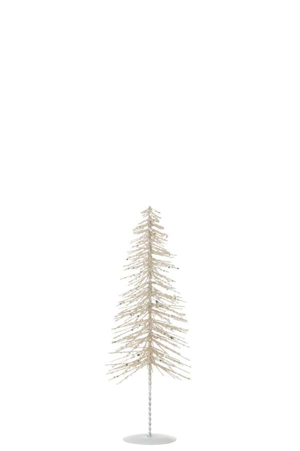 CHRISTMAS TREE DECO GLITTERS METAL/PLASTIC WHITE/SILVER SMALL