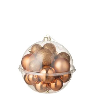 BOX OF 24 CHRISTMAS BAUBLE PLASTIC ORANGE