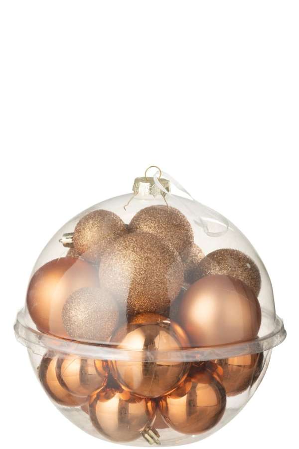 BOX OF 24 CHRISTMAS BAUBLE PLASTIC ORANGE