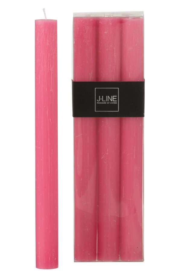 BOX OF 6 TABLE CANDLE PINK 9H