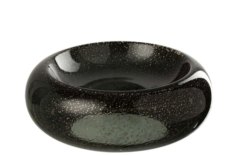 DECORATIVE BOWL CAROL GLASS BLACK LARGE