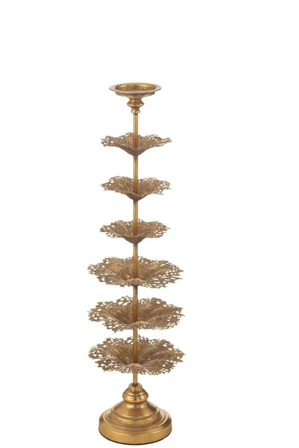 CANDLE HOLDER TREE METAL GOLD LARGE