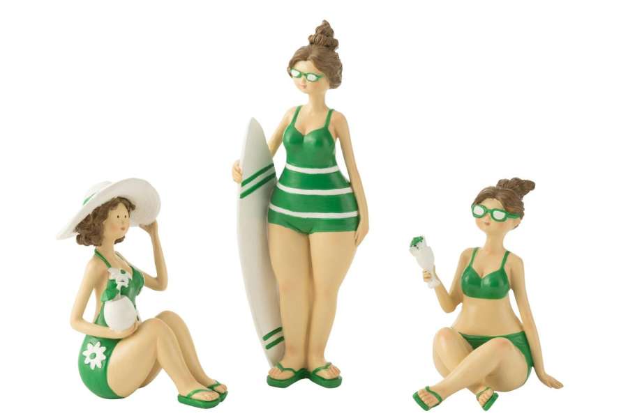 BEACH LADIES RESIN GREEN ASSORTMENT OF 3