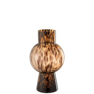 VASE BALL DOT BROWN GLASS MEDIUM