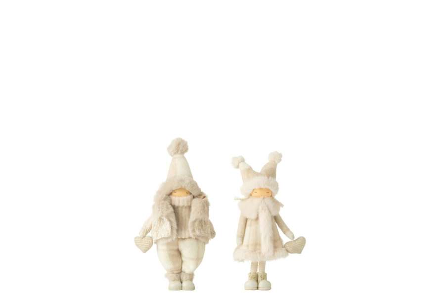 BOY+GIRL WINTER HEART RESIN BEIGE SMALL ASSORTMENT OF 2