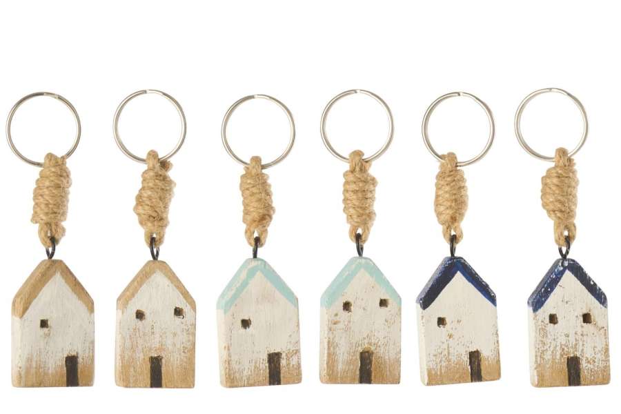 KEYCHAIN HOUSE PAULOWNIA WOOD MULTI ASSORTMENT OF 6