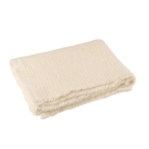PLAID FRAYED EDGES COTTON/POLYESTER WHITE