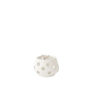 T-LIGHT HOLDER IBIZA ROUND CLAY/GLASS WHITE
