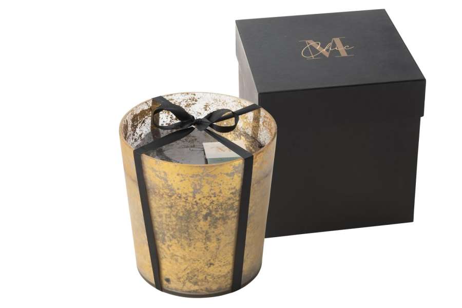 SCENTED CANDLE M-CHIC GLASS GOLD/BLACK LARGE-140H