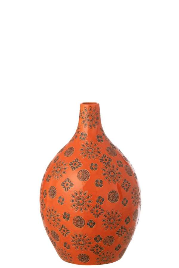 VASE BILLY PORCELAIN ORANGE/BLACK LARGE