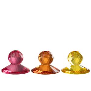CANDLE HOLDER BALL GLASS YELLOW/ORANGE ASSORTMENT OF 3