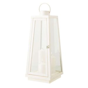 LANTERN +  CANDLE LED GLASS WHITE LARGE